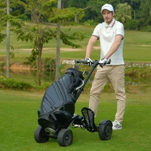 10 Inch Aluminium Golf Cart 1600W Ride Push Electric Trolley Scooter Folding Buggy Golf Trolleys