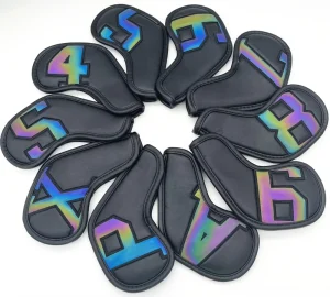 10 Pcs Set Synthetic Leather Deluxe Golf Iron Club Headcovers with Large Numbers