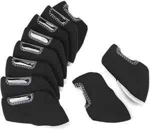 10-Piece Custom Logo Waterproof Neoprene Golf Head Covers with Elastic Closure for Drivers and Iron Clubs
