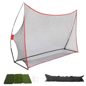 10 x 7ft Portable Golf Hitting Net Golf Practice Chipping Net and Foldable Golf Mat