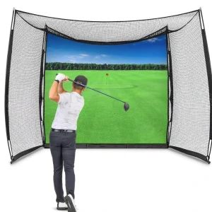 10 x 8 ft Classic Golf Practice Net Hitting Cage with Impact Screen and Blank Simulator Choose Printed Graphics