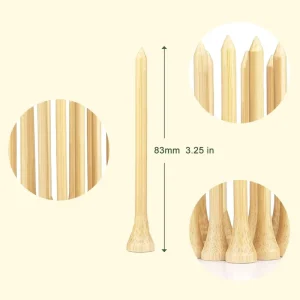 100 Pieces Bamboo Golf Tees 3 1 4 Inch Eco-friendly Biodegradable Durable Stable Beginner-Friendly