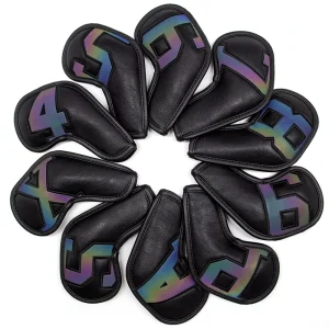 10pcs Durable Golf Club Head Covers Irons PU Magnetic Closure Waterproof All Brands Compatible Golf Supplies Gift