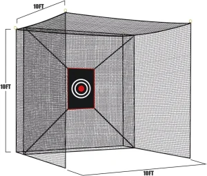 10x10x10ft Golf Batting Cage Net Heavy Duty Durable Stable Indoor Outdoor Backyard Driving Practice Training with Target Cloth