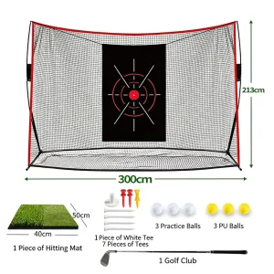 10x7ft Golf Hitting Nets with Turf Mats Golf Practice Net