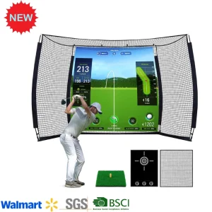 10×8 ft Golf Hitting Cage Net with Impact Screen for Practice and Simulator Golf Cage Net