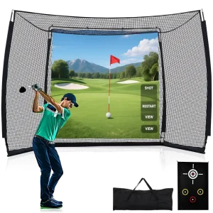 10x8ft Golf Hitting Net Indoor Outdoor Backyard Simulator Impact Screen for Driving Chipping Swing Training Practice Target Golf