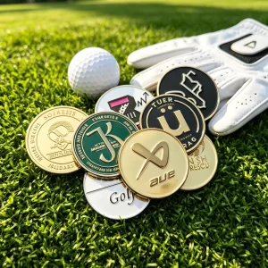 12 pc Custom Magnetic Golf Bag Charm Keychain Magnetic Ball Marker No Hatclip in Gift Box Plastic Golf Tee Holder