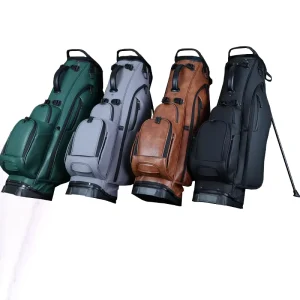 14-Divider Unisex PU Leather Waterproof Golf Stand Travel Bag