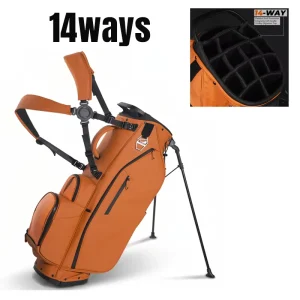 14-Way Leather Waterproof Lightweight Golf Stand Bag