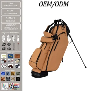 14-Way Professional PU Leather Waterproof Hybrid Golf Stand Bag