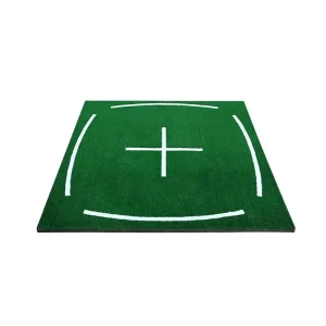 150x150cm Artificial Grass Golf Putting and Teaching Mat with Arch Line Cross Swing Trainer