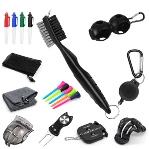 17 Pack Golf Accessories Set Include Golf Ball Marker Pen and Holder Tees Club Brush