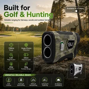 1700Y Magnetic Hunting & Golf Slope Laser Rangefinder with 6.5X Magnification IP54 Waterproof 0.5m Precision