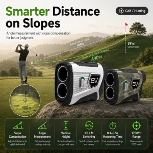 1700Y Type C Handheld Laser Golf Rangefinder with 0.5m Precision IP54 Waterproof