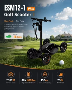 2000W Electric Golf Trolleys Cart 48V LG20Ah Lithium 3 Speed Aluminum Ride on Golf Buggy Golf Electric Scooter