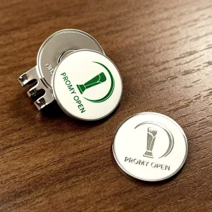 25mm Iron Magnetic Golf Hat Clip Set Double Sided Logo Epoxy Embossed Detachable Ball Marker Custom Tournament Gifts