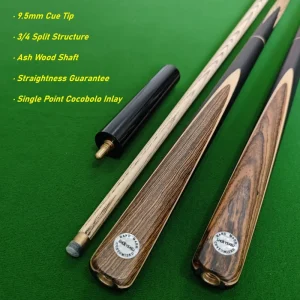 3 4 Jointed Ash Snooker Cue 18 19oz Brass Joint Cocobolo Splice Black Finish Club & Beginner Snooker Cue Stick OEM