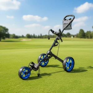 3 Wheel Aluminium Lightweight Durable Foldable Manual Golf Cart Scorecard Holder Storage Golf Bag Trolley 15kg Load Capacity
