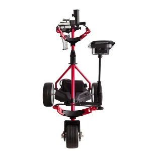 3 Wheel Electric Golf Trolley Red Handle Control Design with Lithium Battery Seat