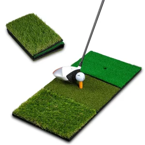 3 in 1 Foldable Tri Turf Golf Hitting Mat for Fairway Rough Tee Practice Indoor Outdoor Portable