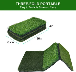 3-in-1 Portable Folding Golf Practice Mat with Real Feel Artificial Grass Suitable for Driving and Chipping Factory Direct