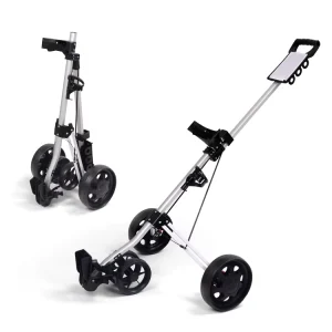 3-wheel Push Cart White Foldable and Portable Aluminum Golf Trolley