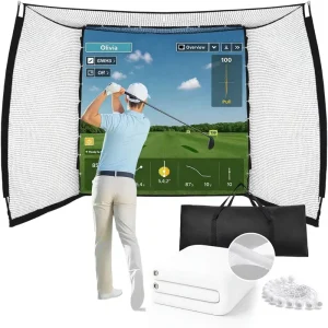 3D Air Mesh Impact Screen 10x8FT Driving Swing Simulator Home Garage Backyard Indoor Outdoor Golf Practice Net