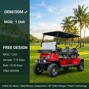4 Seater Electric Golf Cart 4.0kW AC Motor 80 100km Range Street Legal Sightseeing Vehicle OEM ODM