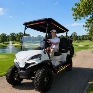 4 Seater Electric Golf Cart 48V Lithium Battery DOT Certified Street Legal Golf Buggy 25MPH 90km Range for Resort Community