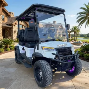 4 Seater Electric Golf Cart Off Road High Chassis Utility Vehicle with Wheel Lights & Front Bumper