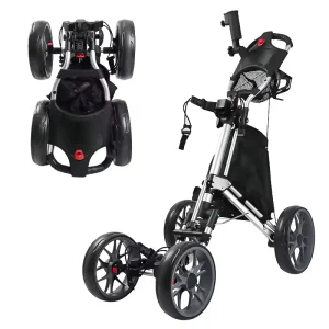 4 Wheel Aluminum Frame Golf Push Cart Portable Lightweight Foldable Ball Holder Accessories Golf Trolleys With Foot Brake