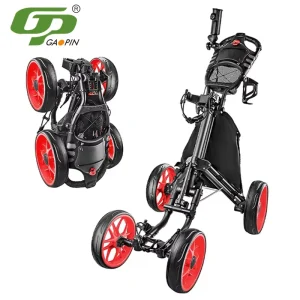 4 Wheel Golf Push Cart Trolley with Foot Brake & Umbrella Holder