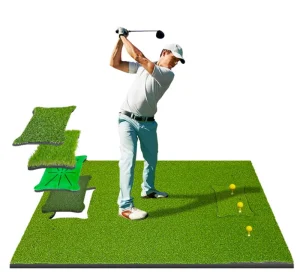 4 in 1 Golf Hitting Mat Golf Training Equipment Golf Practice Mat with Non slip EVA Backing for Indoor and Outdoor Golf Practice