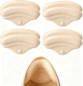 4D Suede Heel Pads & Grips for Women Men Pain Relief Inserts Prevent Loose Shoes Slip & Blisters Scar Protection Beige
