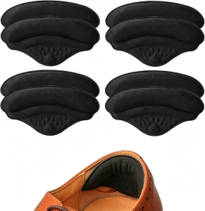4D Suede Heel Pads & Grips for Women Men Pain Relief Inserts Prevent Loose Shoes Slip & Blisters Scar Protection Black