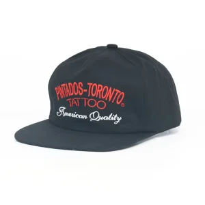 5 Panel Dad Hat with Embroidery Logo and Woven Patch Black Color Hat for Men