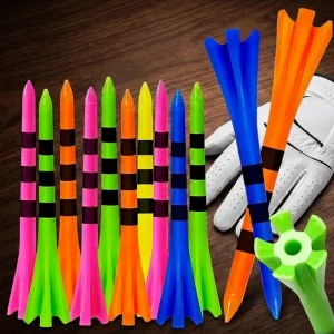 5 Prongs Striped Pattern Mixed Color Plastic Golf Tee Durable and Stable 83mm 70mm Golf Practice Unbreakable Tees