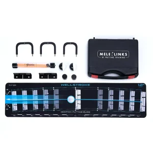 5 in 1 Golf Putting Trainer Kit with Putter Rope 3 Gates Putter Training Mat for Stroke Path Start Line Control Alignment Aid