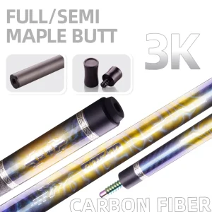 57.87 Inch 11.8/12.5mm Carbon Fiber Pool Cue Stick for Snooker Billiards Nine Ball 1/2 Split Design