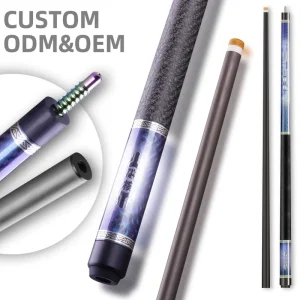 58 Inch Competition Cue 1/2 Piece Carbon Fiber with Authentic Inlay Professional Snooker and Billiard Design