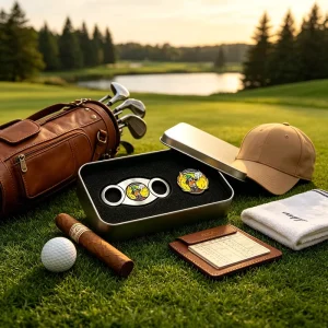 5In 1 Slim Perfect Cut Logo Sissor Japanese Cuban Cigar Cutter Japanese Round All Cuts With Logo Case Golf Ball Marker