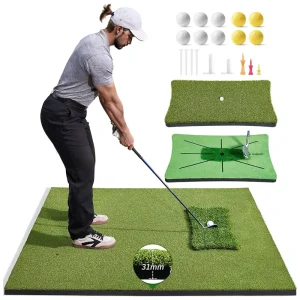 5x4ft Golf Hitting Mat Modular Turf Inserts Impact Fairway Rough Training Surface with Balls Tees Indoor Outdoor Practice