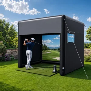 6 Min Fast Inflatable Golf Simulator Enclosure Custom Portable Golf Simulator with 4K Impact Screen Outdoor Event Entertainment