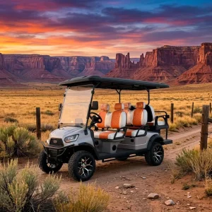 6 Seater Electric Golf Cart 4+2 Seat 60V 4KW AC Motor 80-100KM Range Off Road Tires Street Legal Sightseeing