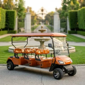 6 Seater Electric Golf Cart Orange Custom Color Club Car Golf Buggy for Resort Hotel Golf Course Transportation