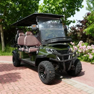 6 Seater Electric Golf Cart with 72V Lithium Battery Quick Fill Battery Watering System Auto Shut 50 70Km h 14 Inch Road Tires