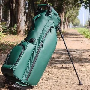 6-Way Divider Smooth PU Leather Waterproof Golf Stand Bag, Green and Yellow, Custom Logo