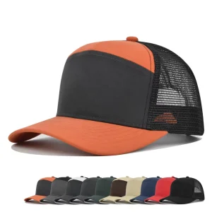 7 Panel Trucker Hat Breathable Mesh Back Adjustable Snapback Curved Brim Sun Visor Custom Logo Unisex Summer Cap