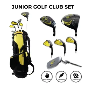 7-Piece Youth Golf Club Set with Aluminium Driver and Steel Shaft for Kids Height 90-110cm